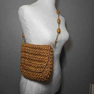 Vintage 1960s Wood Beaded‎ Purse Made In Italy For Daytons Excellent Condition